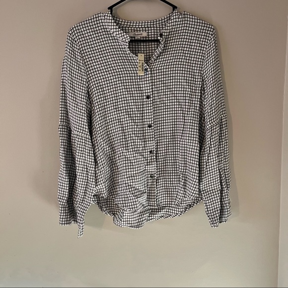 Madewell Bell-Sleeve Button-Down Shirt - Windowpane - Small - NWT - Picture 3 of 12